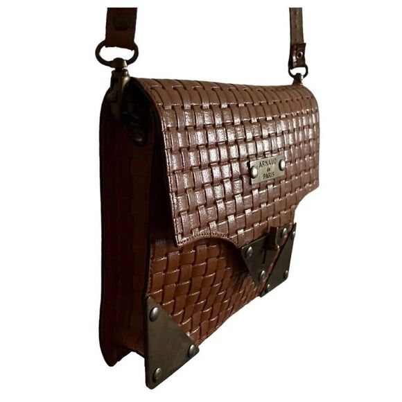 Armand De Paris Vintage Genuine Leather Luggage Style Purse Woven Bag Luxury - Picture 3 of 16